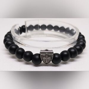 Men's bracelet beaded cross‎ black new e57